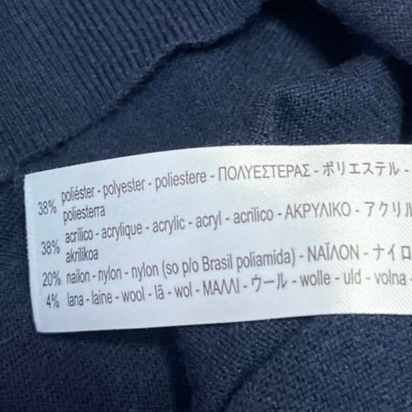 Zara Women's Blue Wool 3/4 Sleeve Button Front Collar Polo Sweater Shirt Top M - Picture 4 of 4